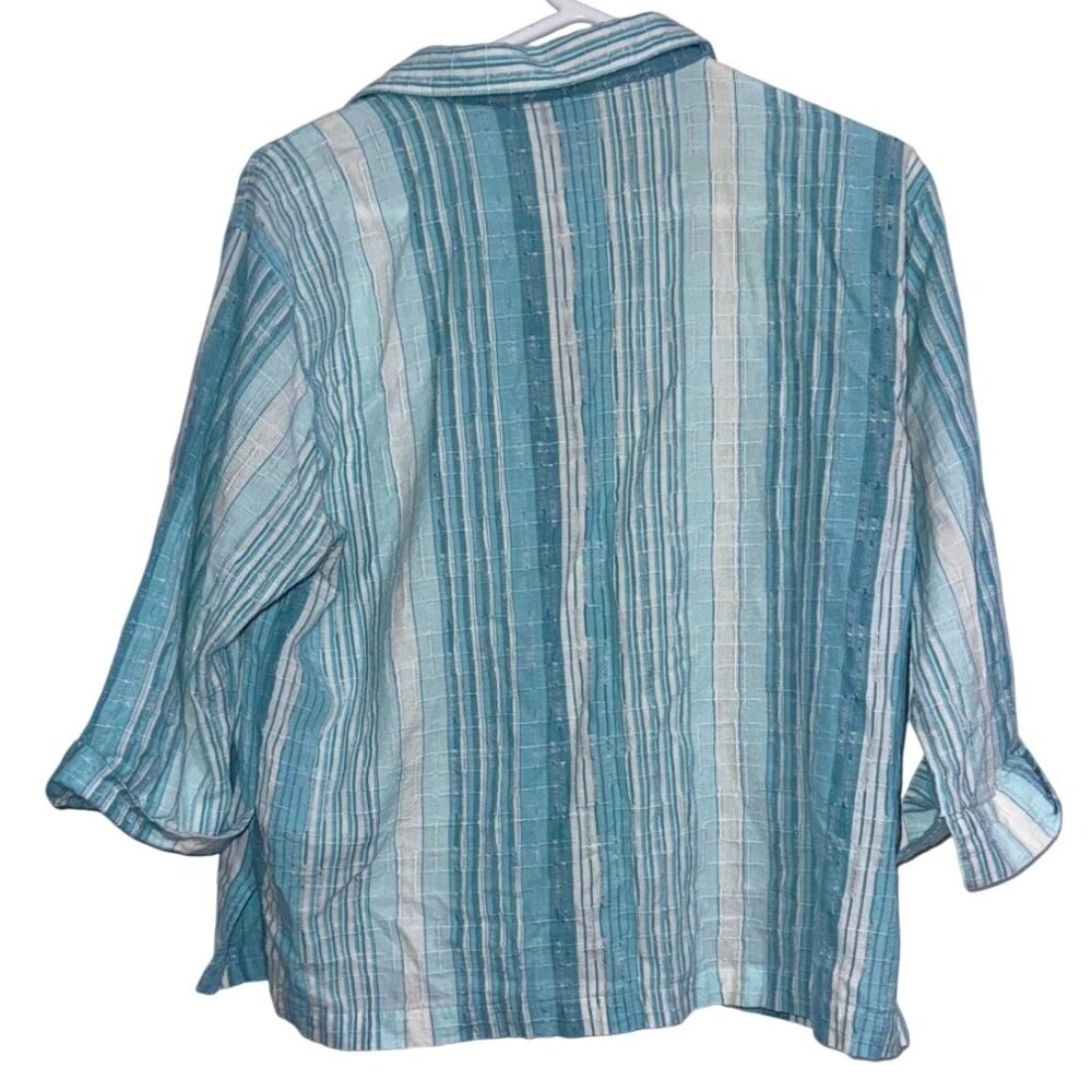 Shaver Lake Casuals Blue & White Striped Button-Up Shirt Womens XL Lightweight - Picture 4 of 6